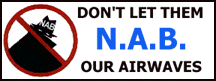 Radio For All website ... button refers to idea that the National Association of Broadcasters has NABbed the public resource for private gain